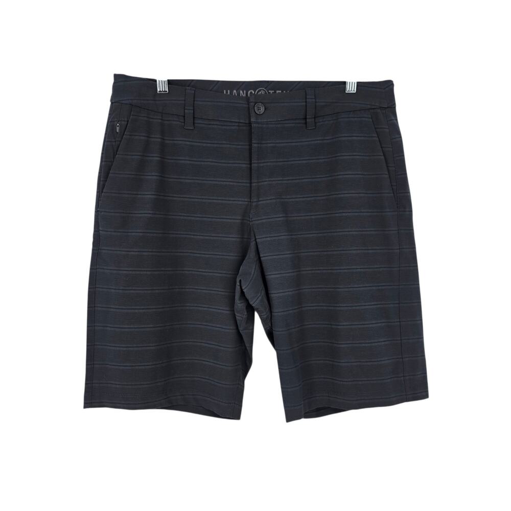 Hang Ten Charcoal Gray Stripe 12” Hybrid Crush Adjustable Chino Shorts Size 36